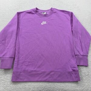 Nike Sportswear Center Swoosh Crewneck Sweatshirt Pullover Purple Women L Basic